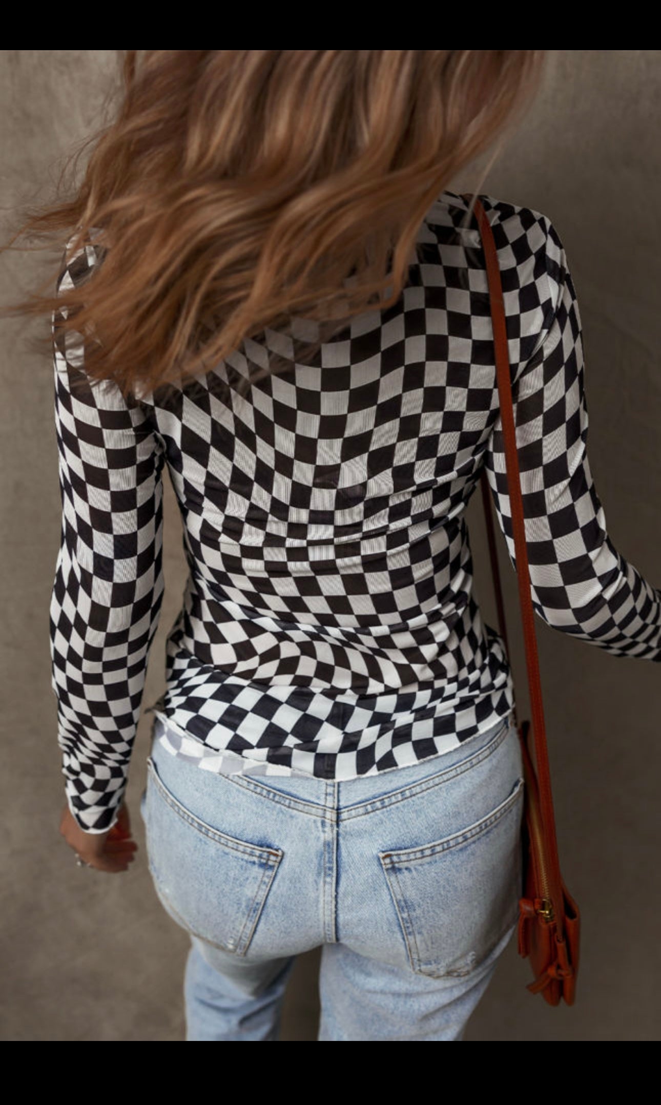 Emilee Checkered Mesh Top