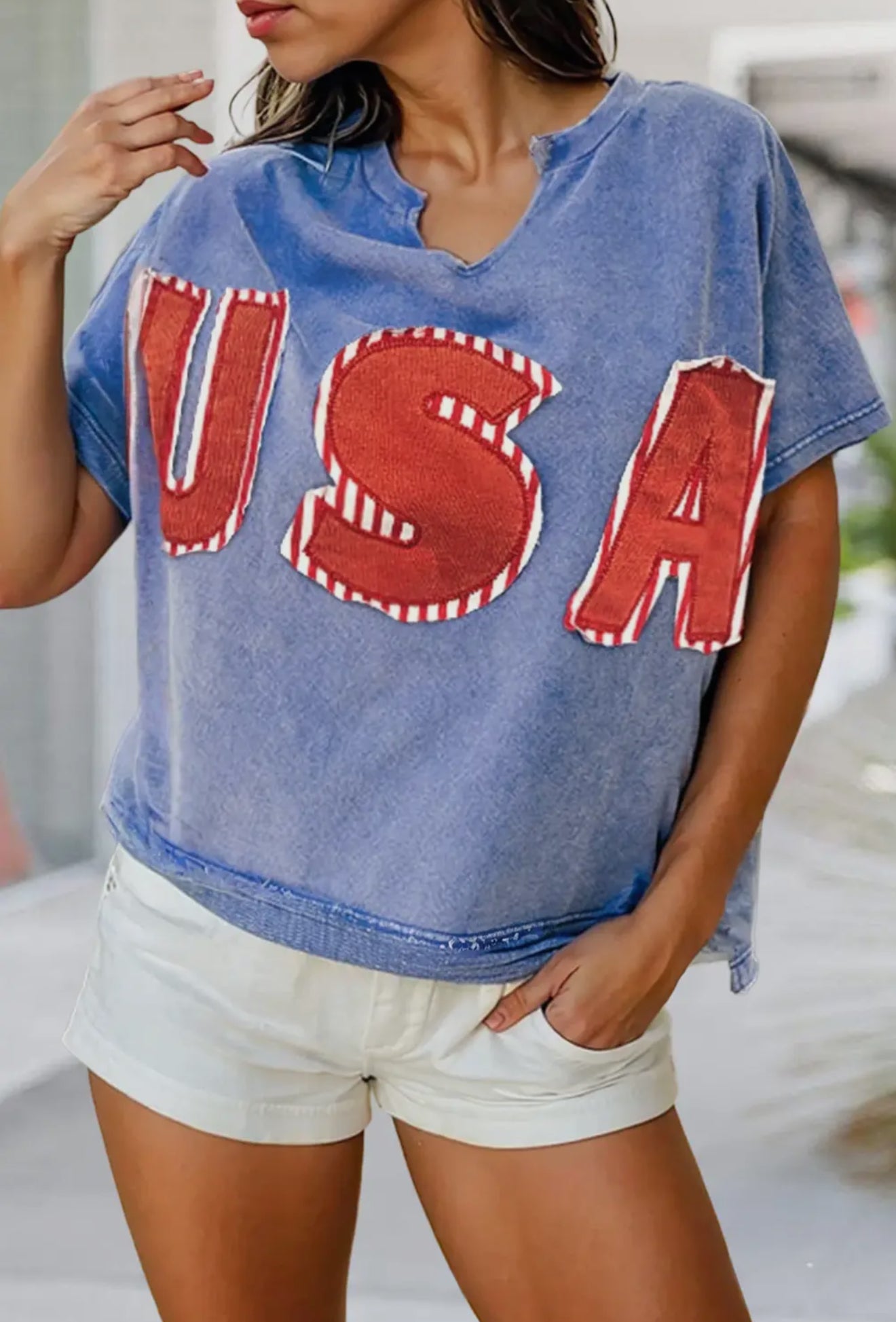 USA Mineral Washed V-Neck