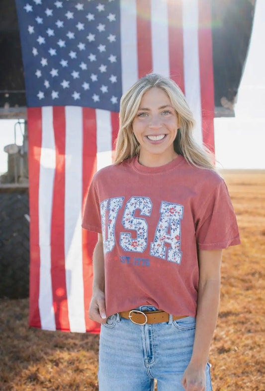 Floral USA T-Shirt