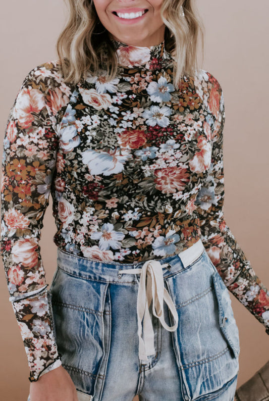 Floral Mesh Long Sleeve