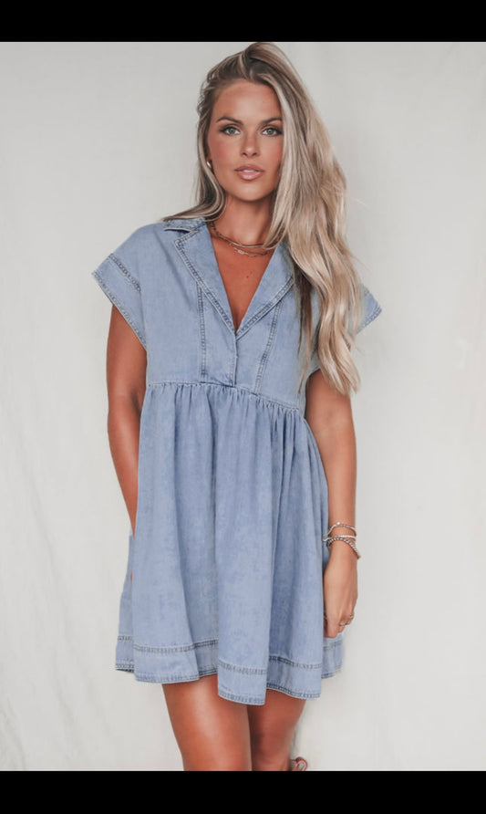 Emersyn Denim Babydoll Dress