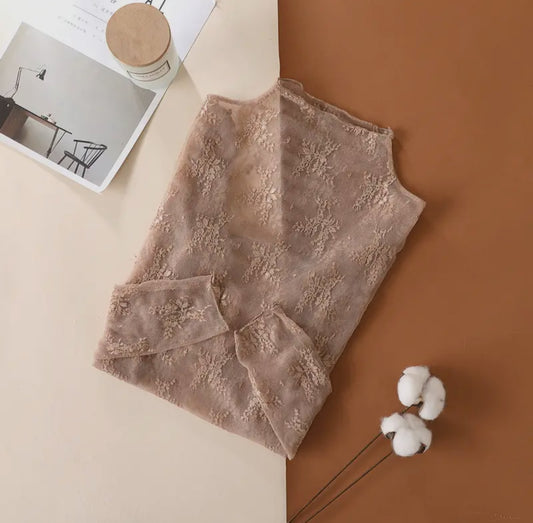 Sheer Mesh Floral Long Sleeve