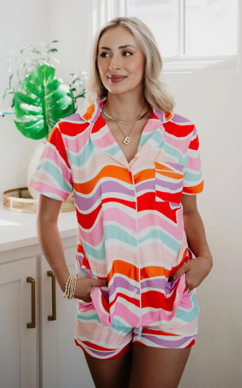 Mulicolored Abstract 2 Piece Pajamas