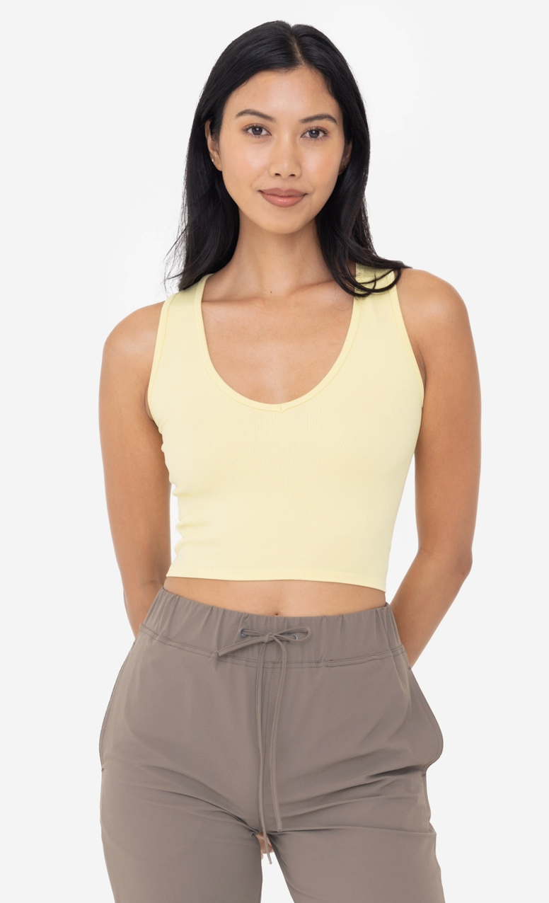 Seamless Ribbed V-Neck Crop Top