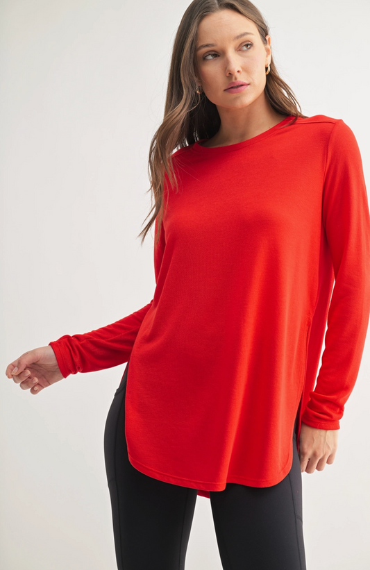 Long Sleeve Flow Top With Side Slits