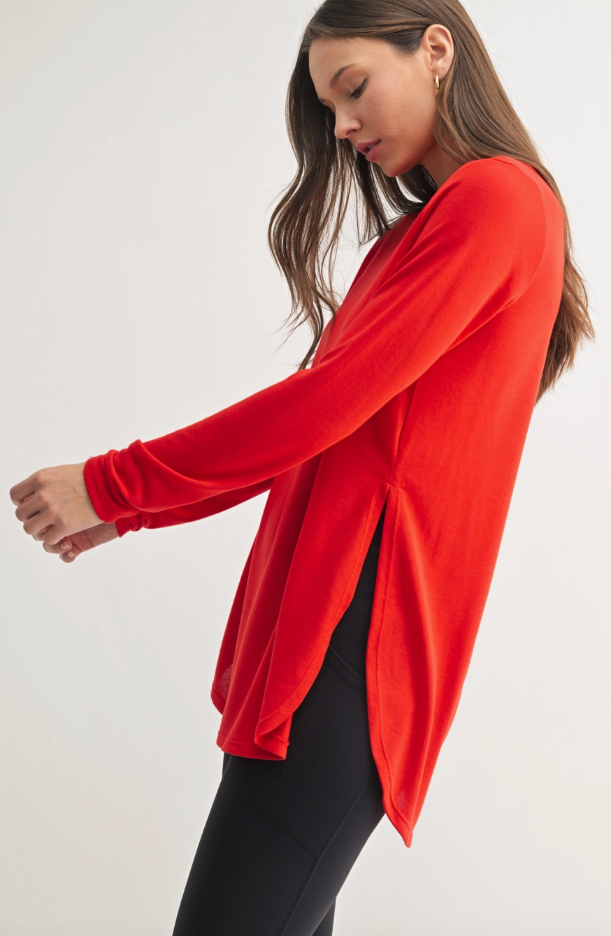Long Sleeve Flow Top With Side Slits