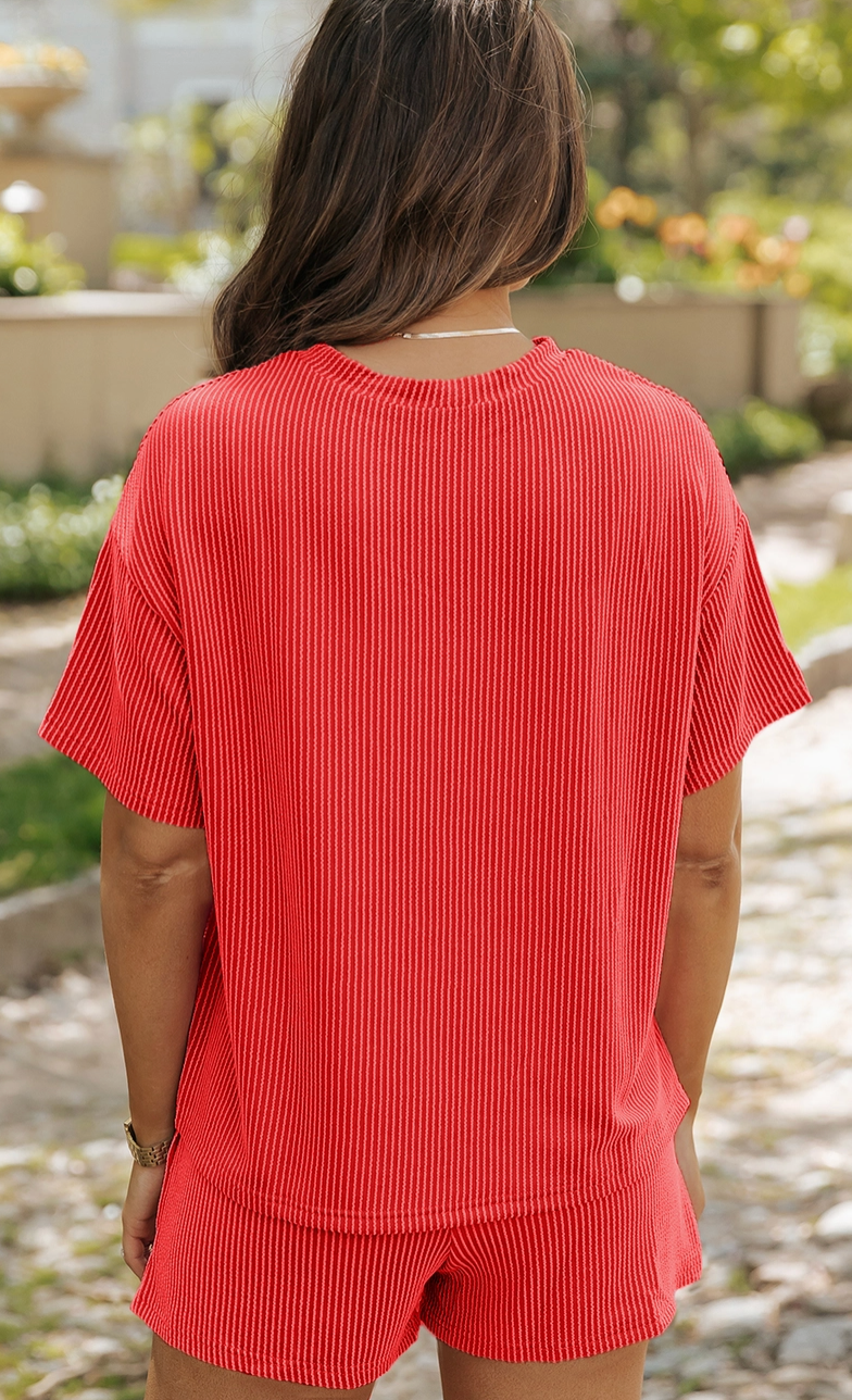 Kenzie Ribbed Loose Fit Tee and Shorts Set